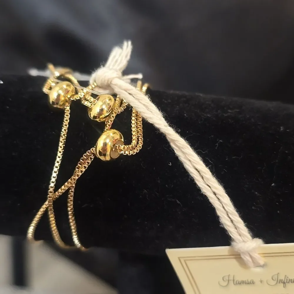 Eye Candy LA CZ Hasma‎ + Infinity 18K Gold Plated Bracelet Trio